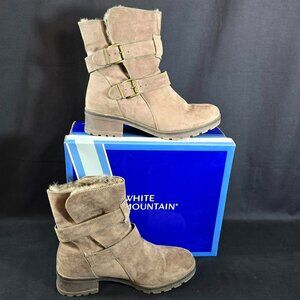 White Mountain Chastity Taupe Faux Suede Fur Lined Ankle Boots Women’s 8.5M